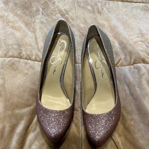 Ombré pink/silver/gold Jessica Simpson high heals